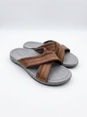 Vionic Women's Brown Cross-Strap Slide Sandals Size 12